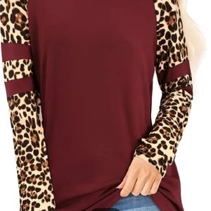 Red Leopard long Sleeve Tee Stylish punk Washes great 4 travel punk cool sleeves